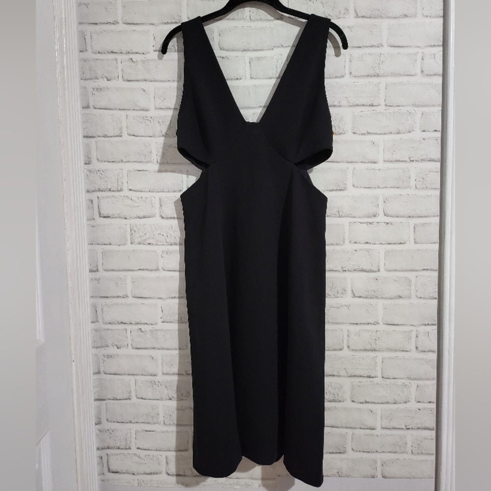 EUC Theory Cut Out Admiral Crepe Dress Black size 12 - Picture 2 of 8